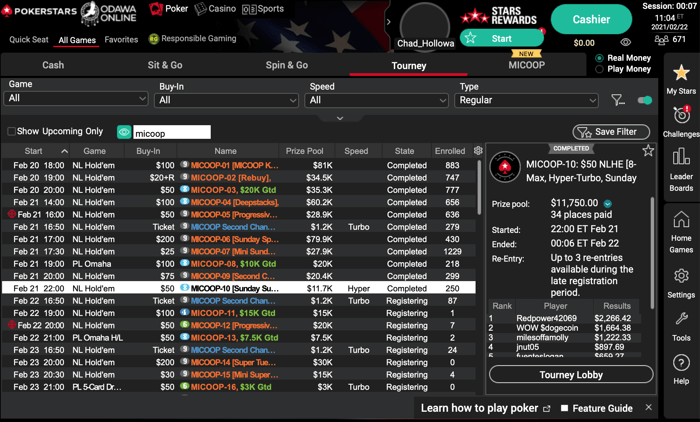 PokerStars Michigan client