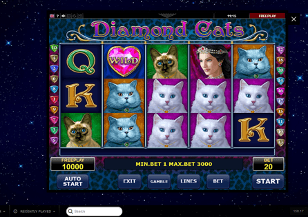 Try your luck at Diamond Cats slot at PlayAmo Casino